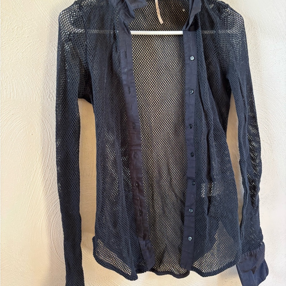 Free People Black Fishnet Top